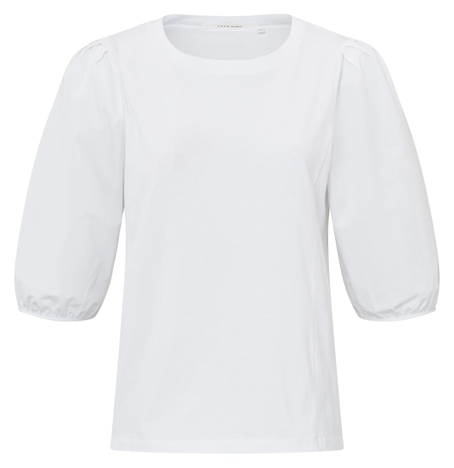 YAYA Jersey Top with Woven Sleeves
