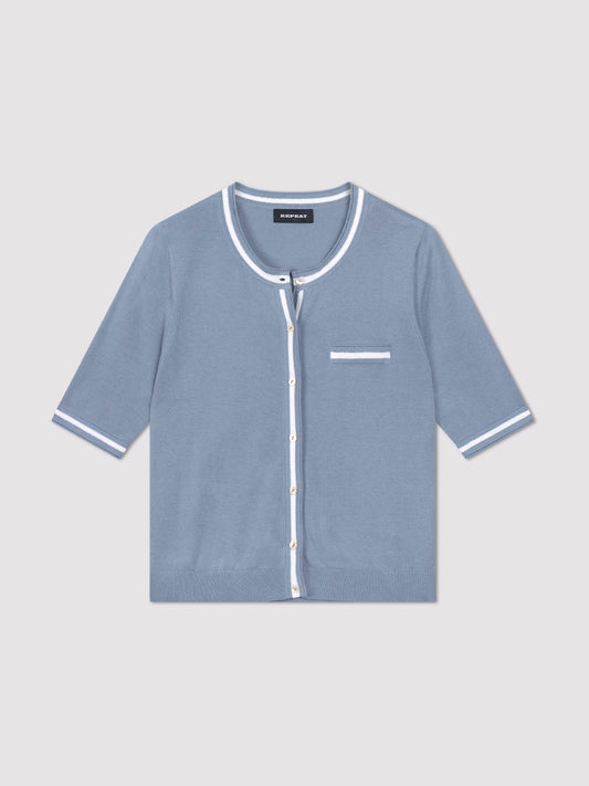 REPEAT Contrast Trim Cardigan