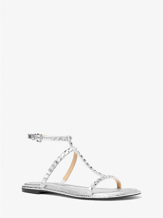 Michael Kors Celia Crystal Metallic Flat Sandal