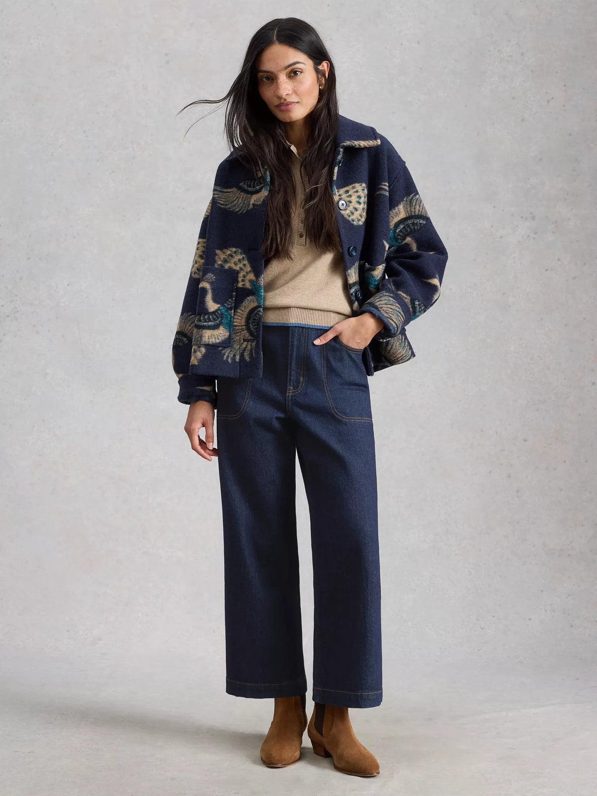 White Stuff Tia Wide Leg Crop Jeans