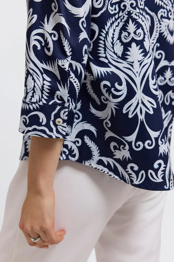 Foxcroft Hampton Printed Damask Shirt