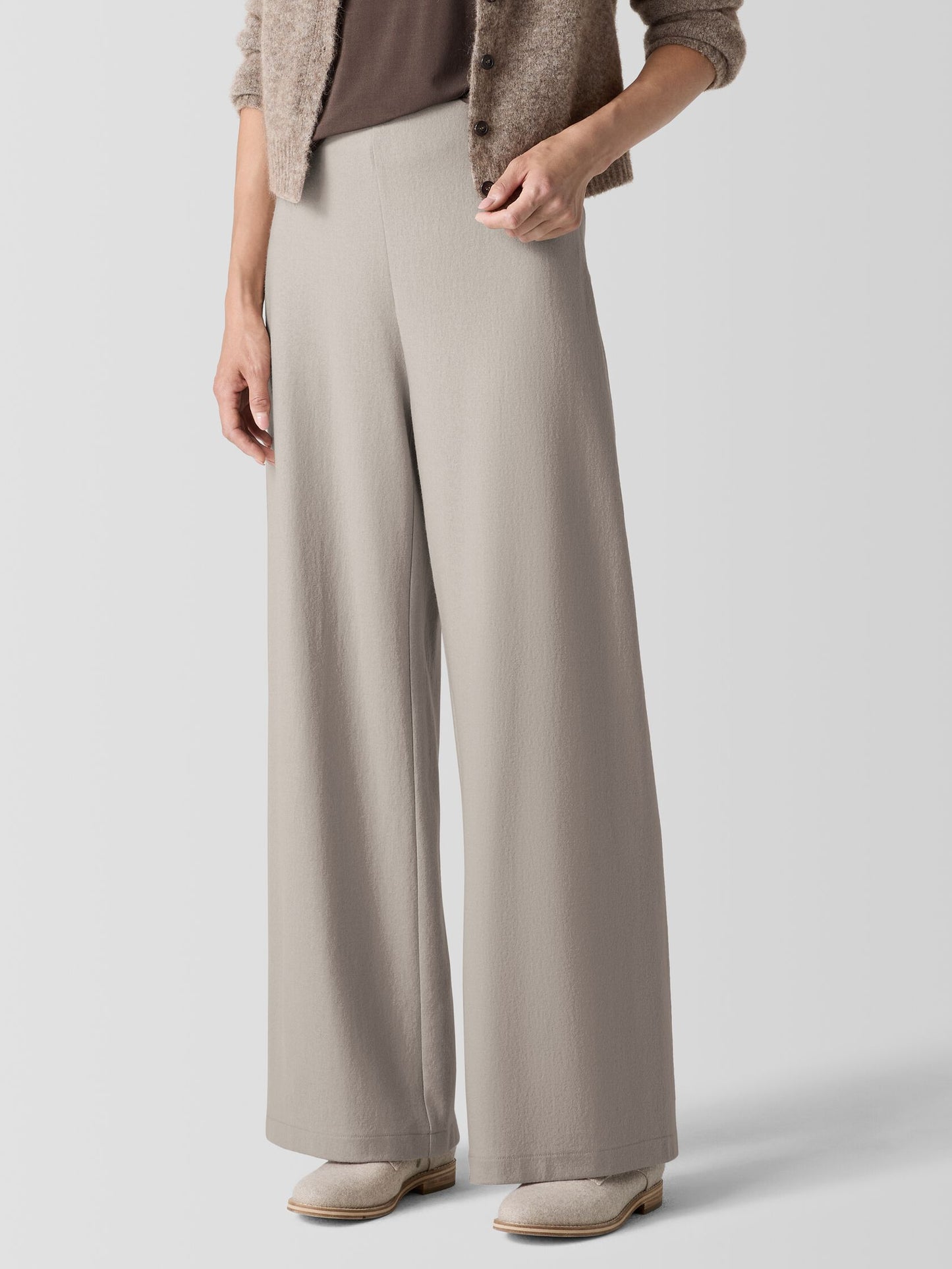 Eileen Fisher Felted Wool Jersey Wide Leg Pant