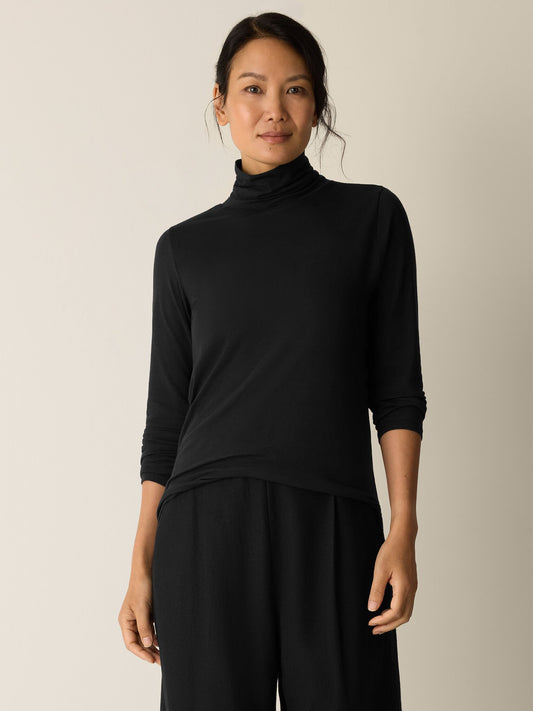 Eileen Fisher Cotton Blend Knit Turtleneck