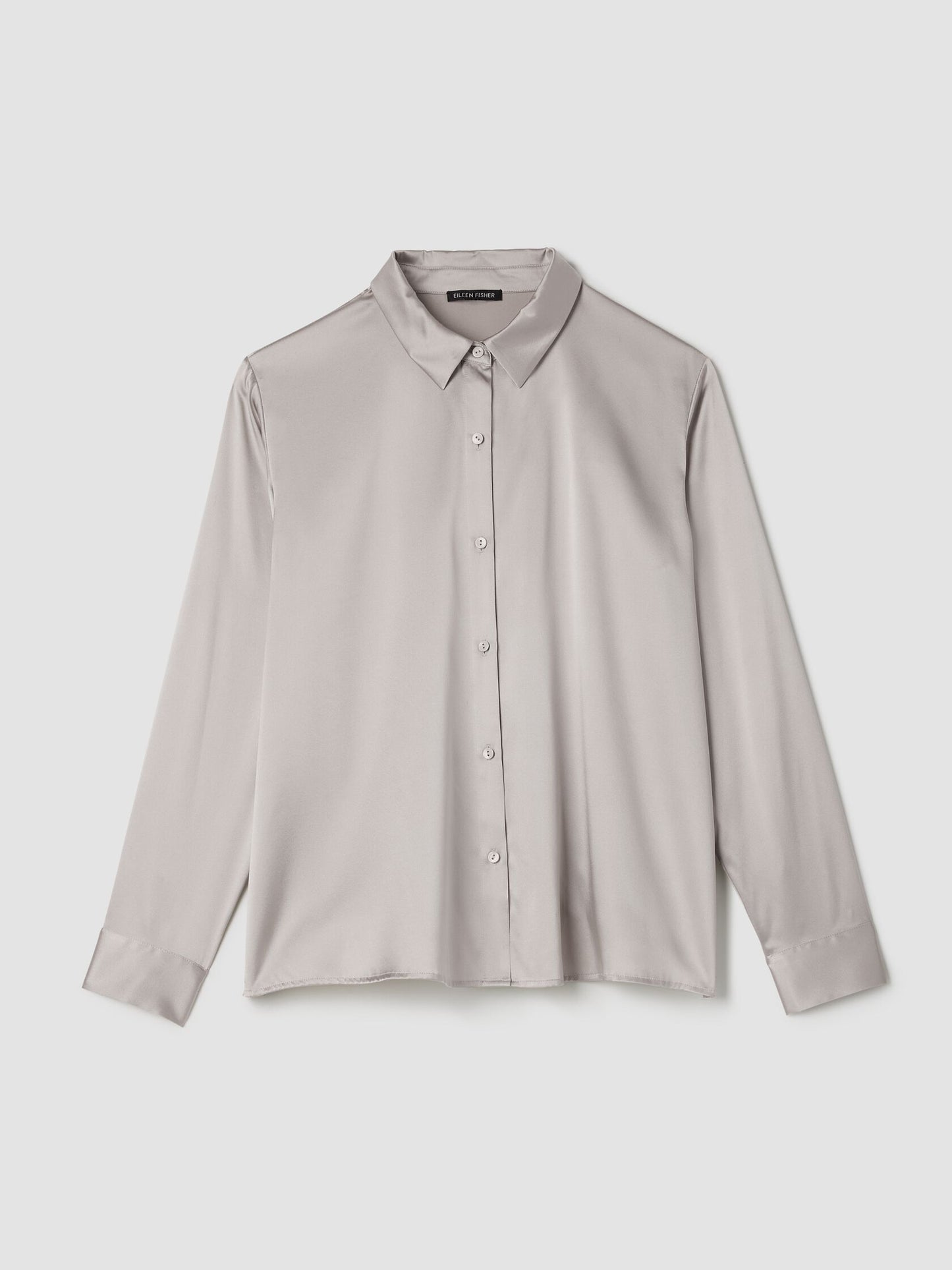 Eileen Fisher Stretch Silk Charmeuse Classic Collar Shirt