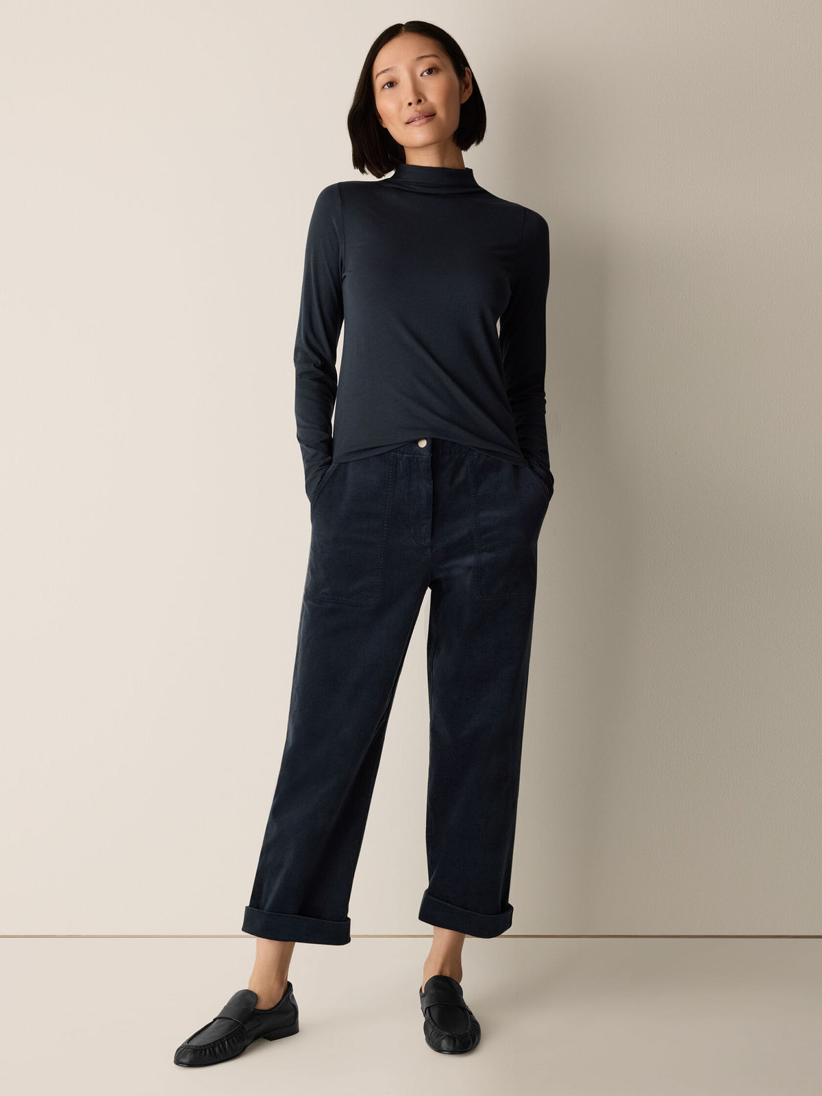 Eileen Fisher Funnel Neck Long Sleeve Tee