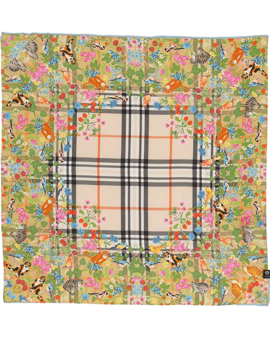 Plaid Cats Silk Square Neckie