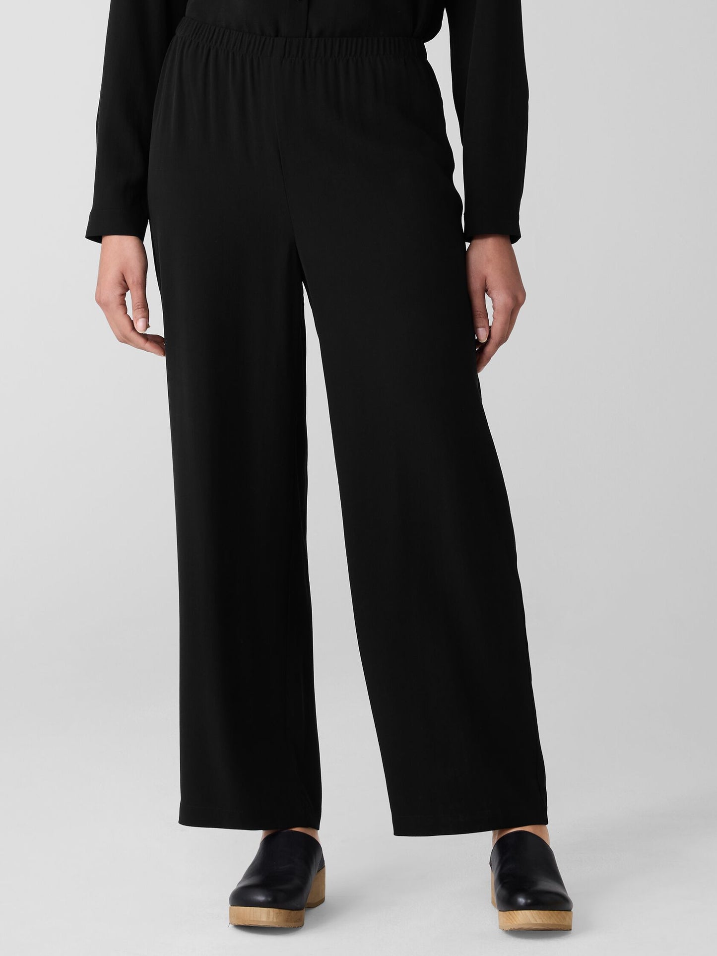 Eileen Fisher Silk Georgette Crepe Straight Pant