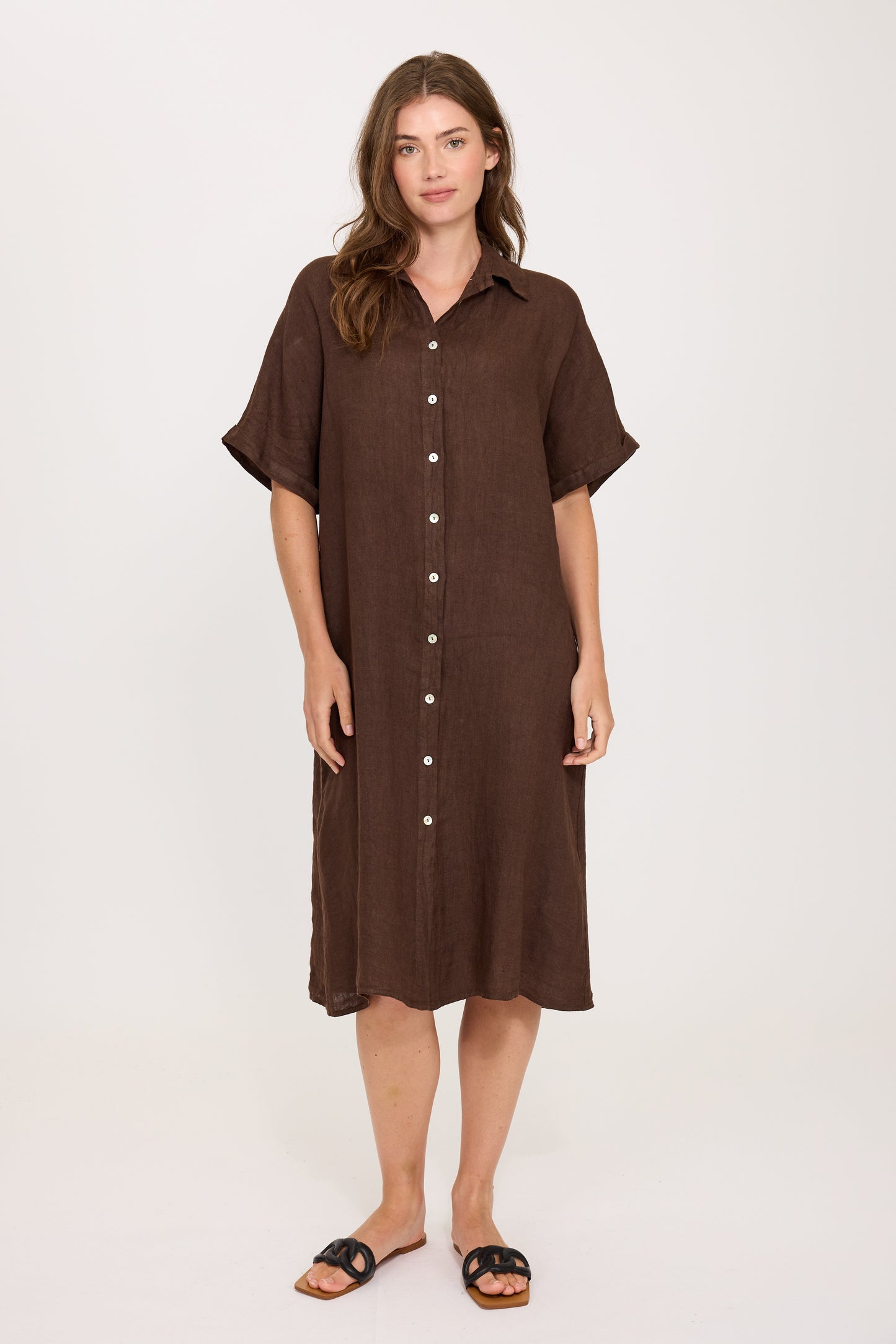 Pistache Linen Blouse Dress