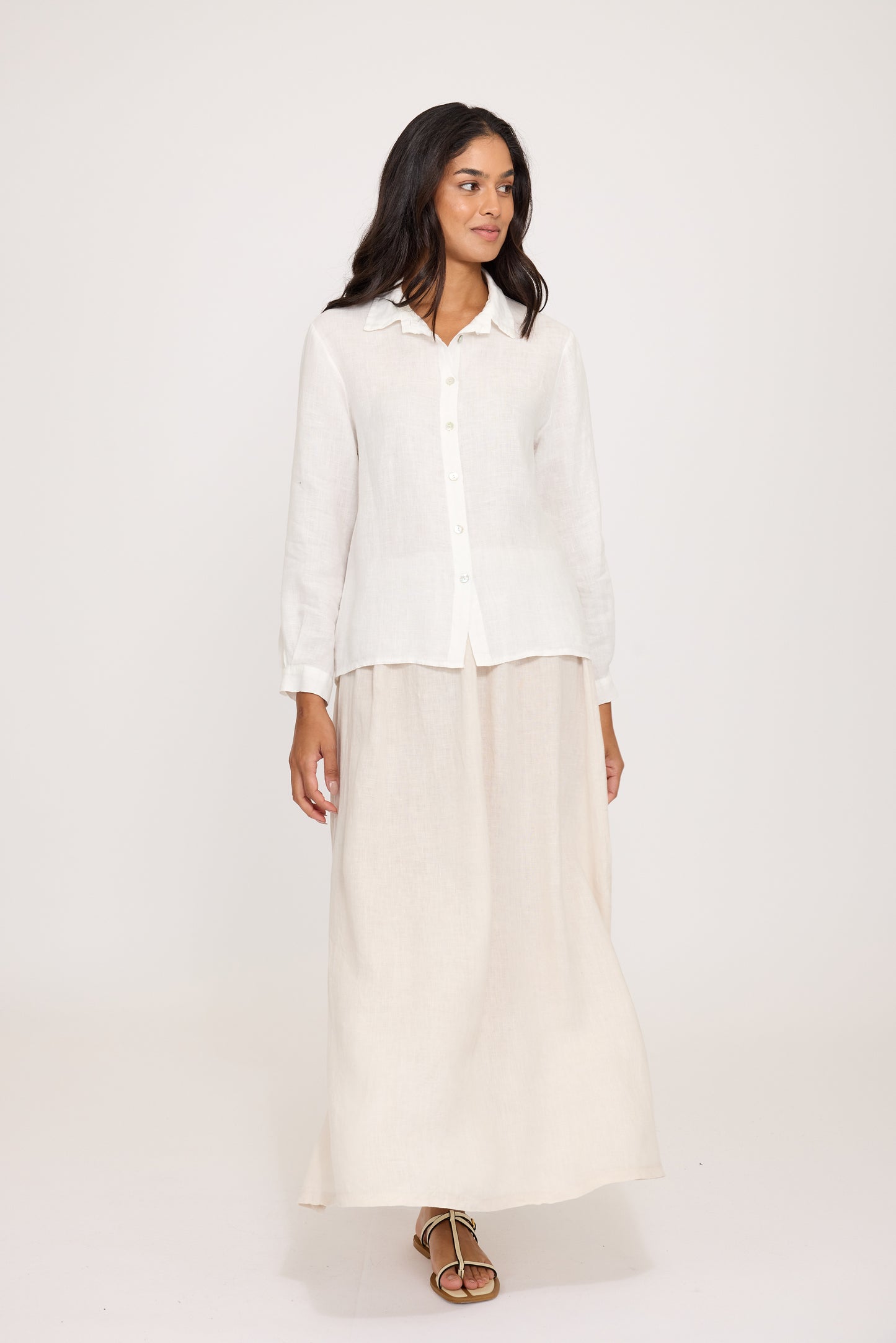Pistache Slim Fit Linen Blouse