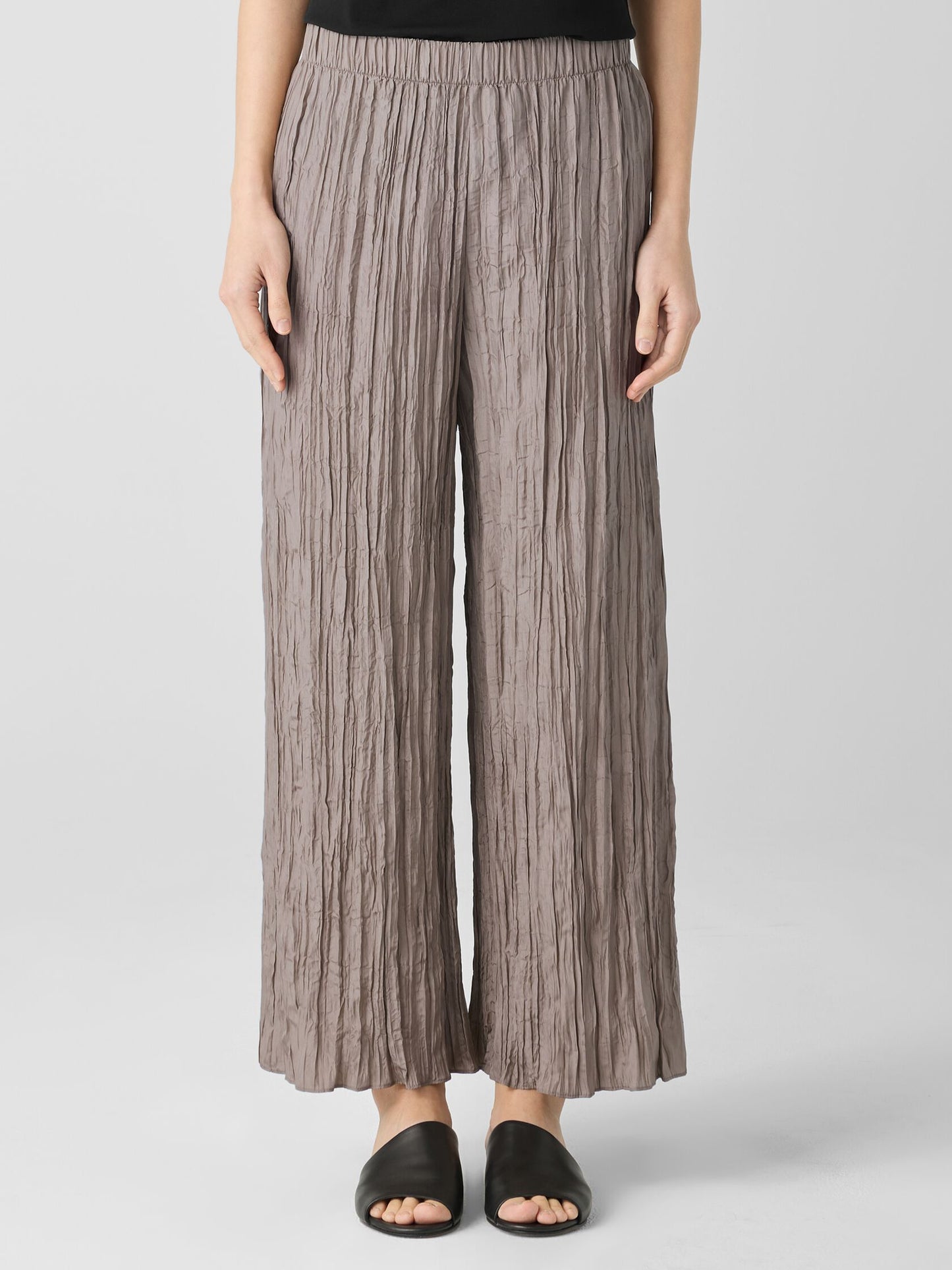 Eileen Fisher Crushed Silk Wide Leg Ankle Pant