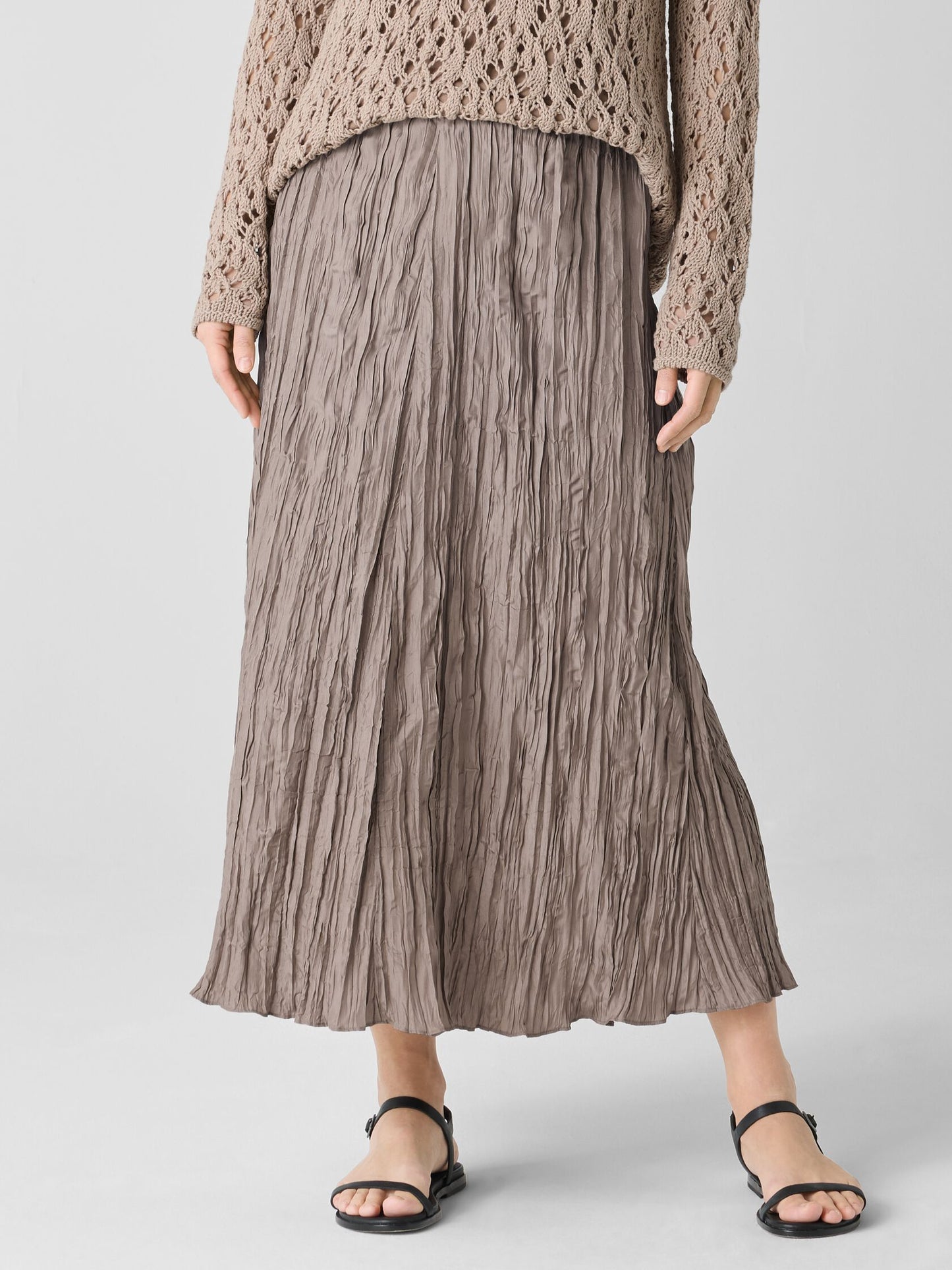 Eileen Fisher Crushed Silk Flared Skirt