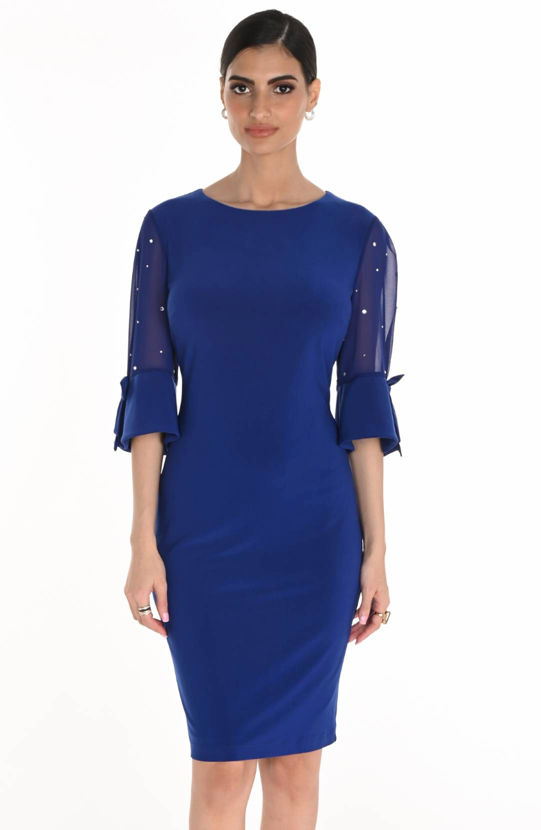 Frank Lyman Sparkle Mesh Sleeve Dress