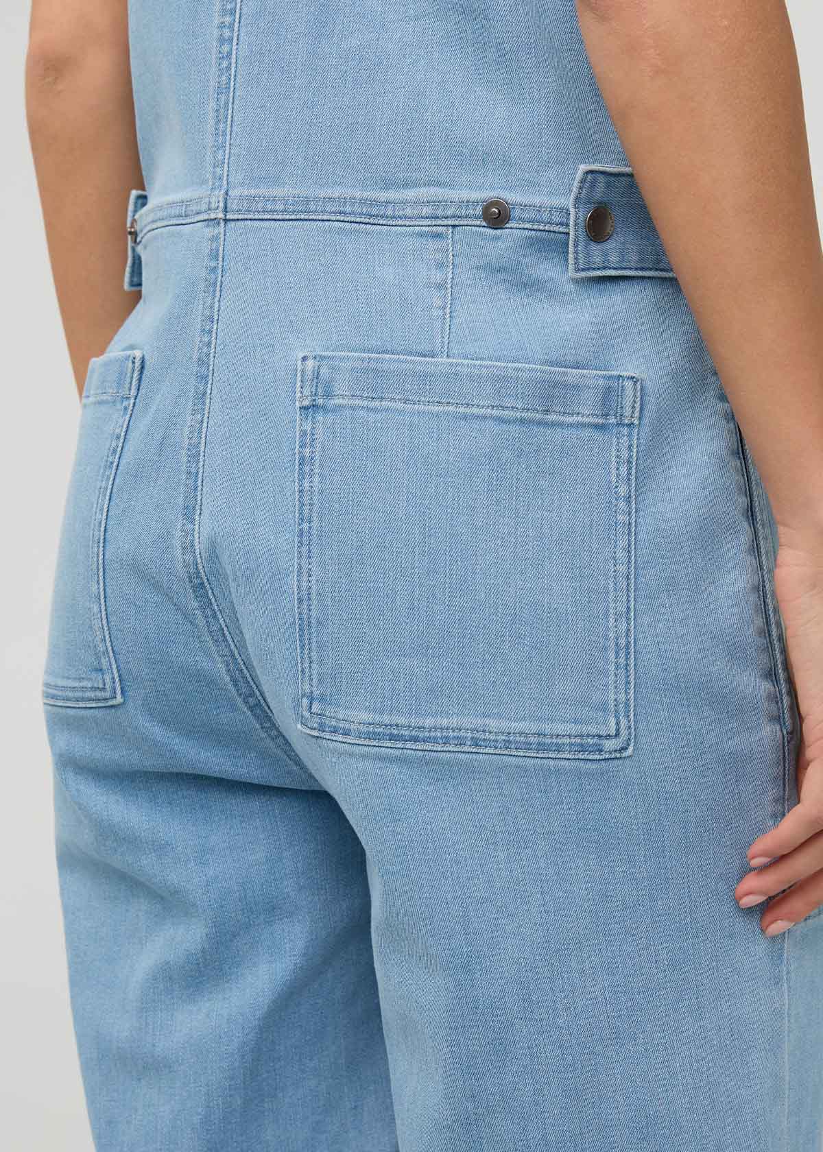 DUER Performance Denim Short Sleeve Jumpsuit