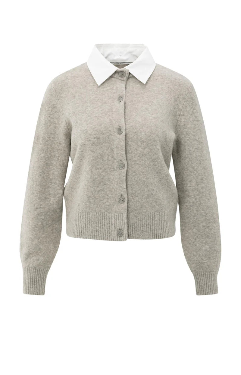 YAYA Cardigan with Detachable Collar