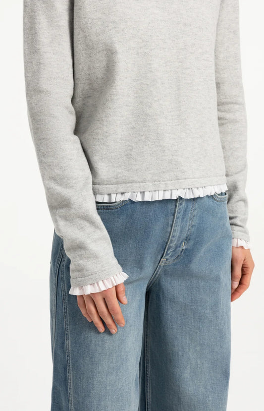 YAYA Fine Yarn Sweater with Ruffle Cuff