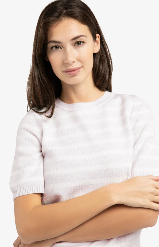 YAYA Textured Stripe Short Sleeve Top