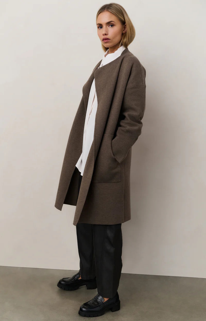 YAYA Long Coat-igan with Patch Pockets