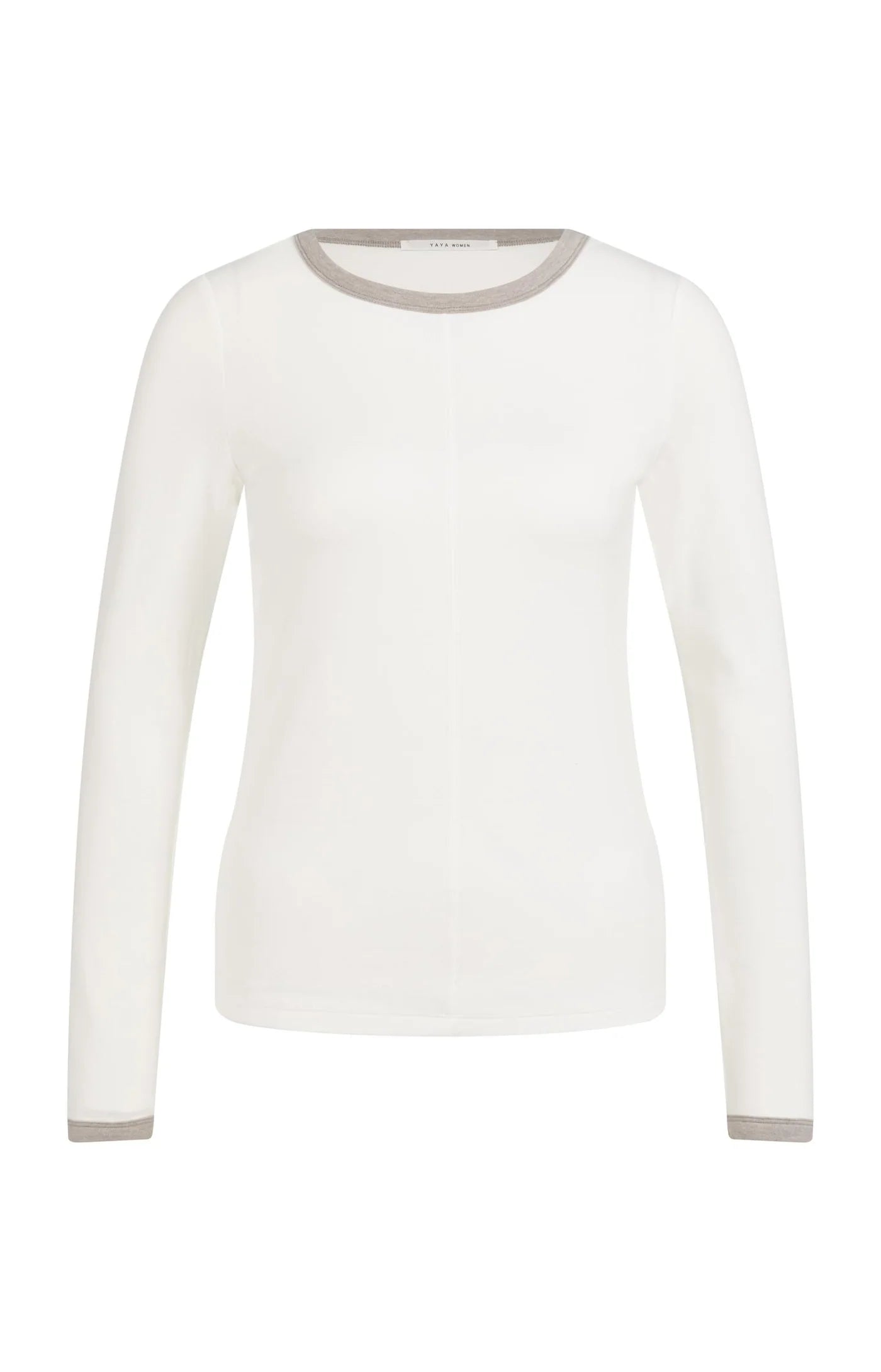 YAYA Long Sleeve Top with Contrast Trim