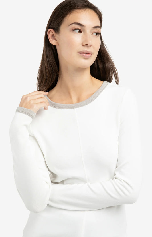YAYA Long Sleeve Top with Contrast Trim