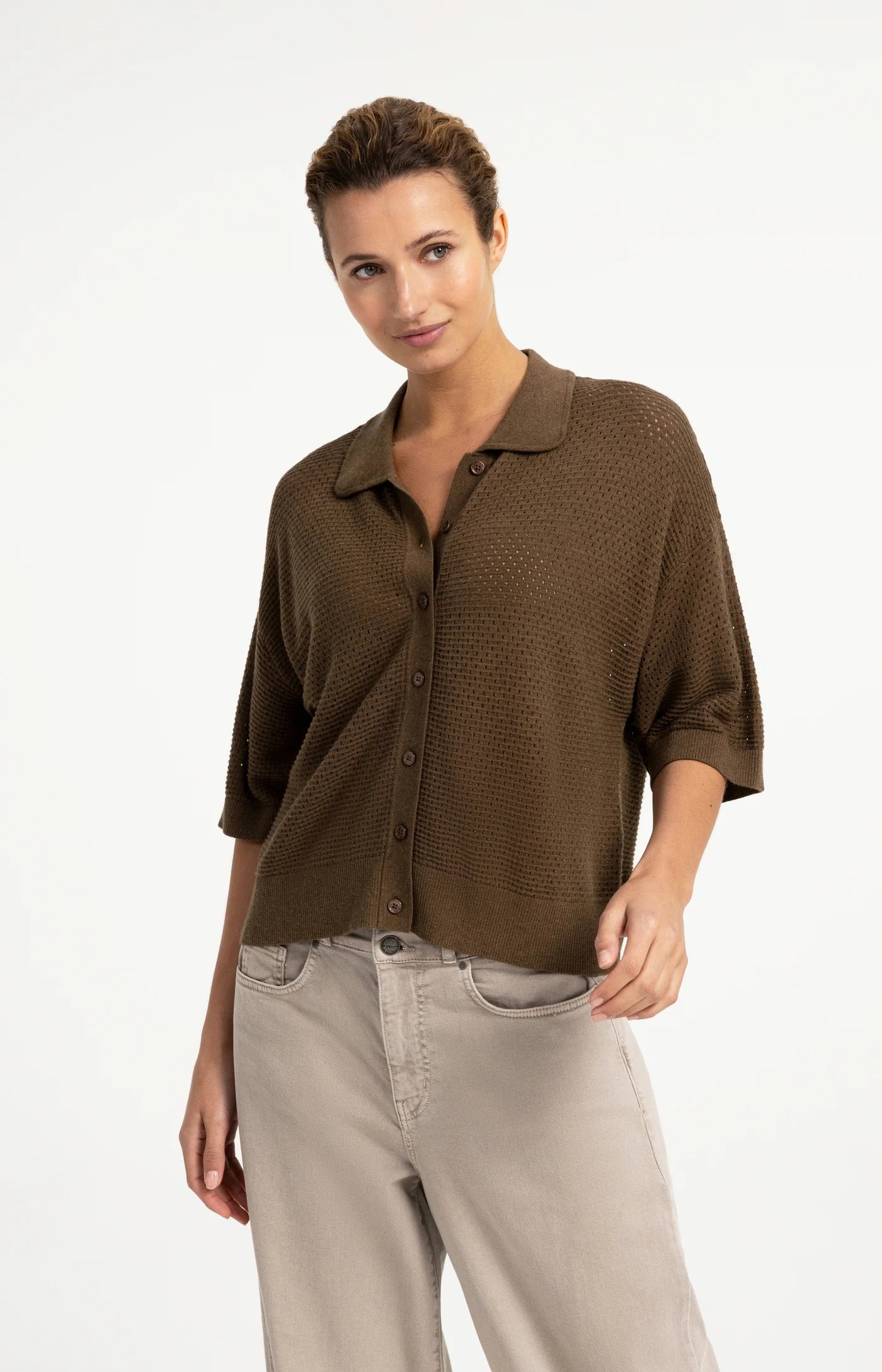 YAYA Mesh Stitch Cardigan