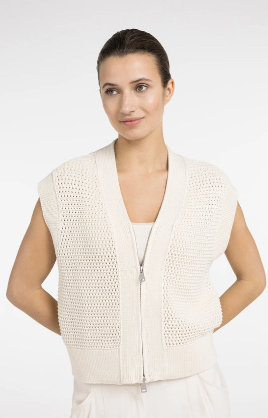 YAYA Mesh Stitch Cardigan with Zipper