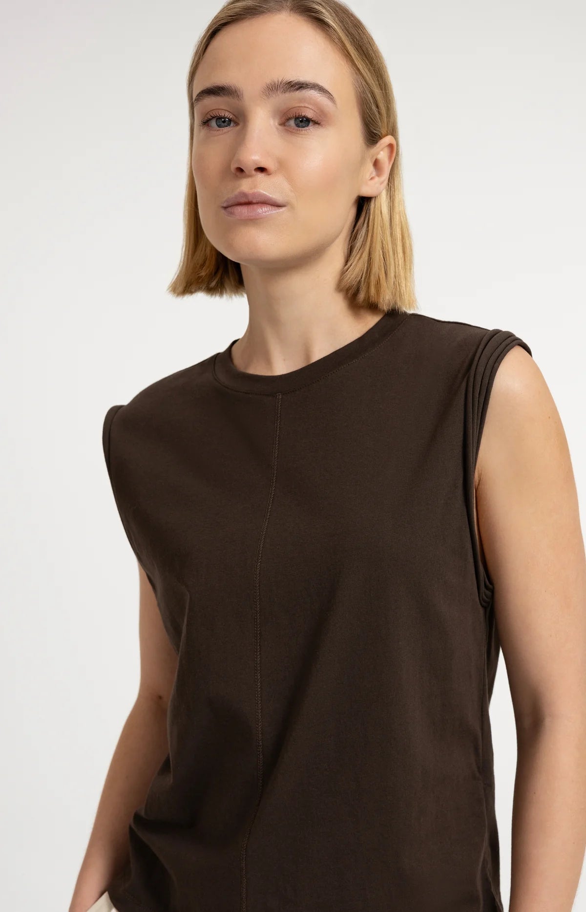 YAYA Sleeveless Top with Raw Edge