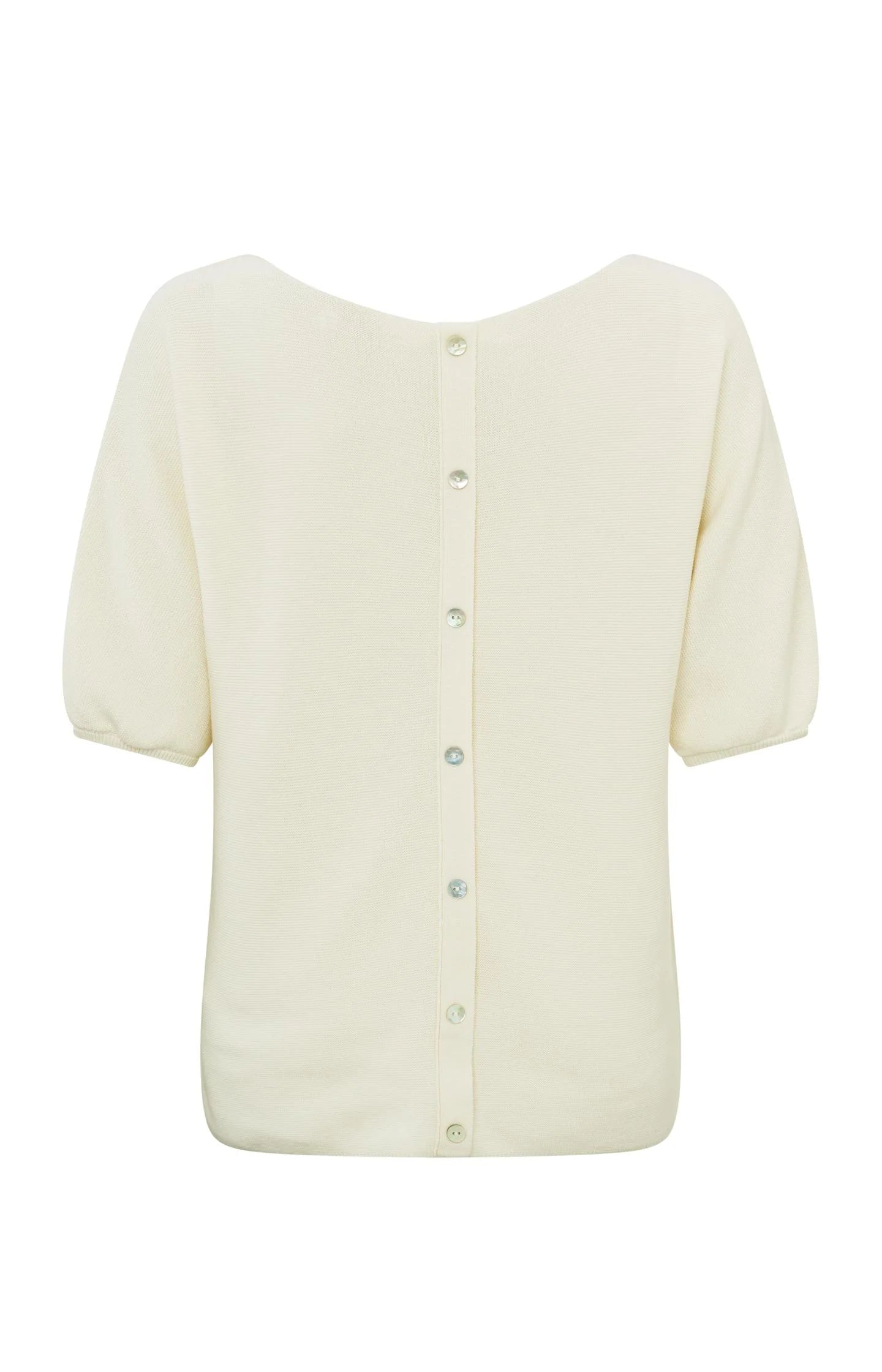 YAYA Short Sleeve Sweater with Button Detail