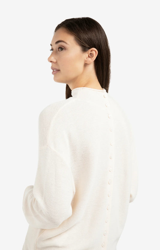 YAYA Textured Mock Neck Sweater with Buttons