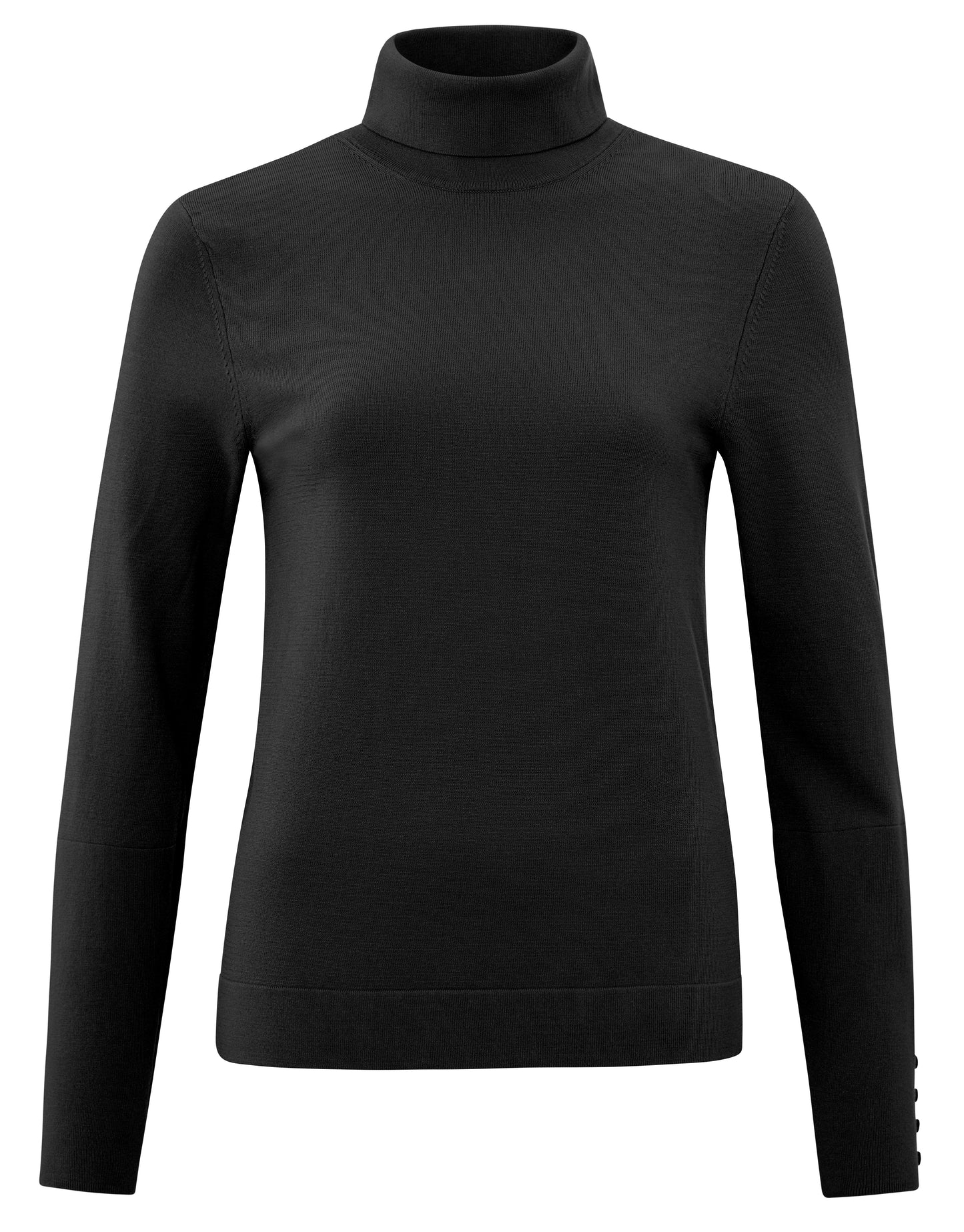 YAYA Basic Turtleneck with Sleeve Button Detail