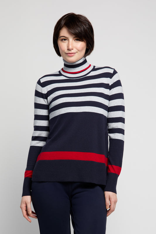 BYLYSE Stripe Turtleneck Sweater