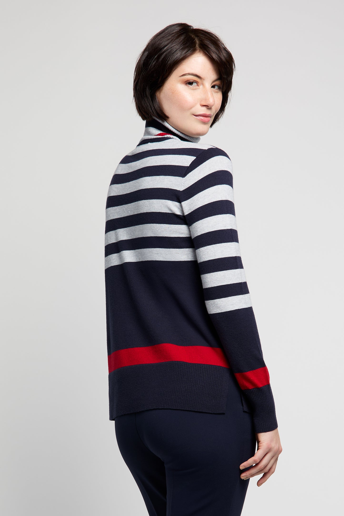 BYLYSE Stripe Turtleneck Sweater