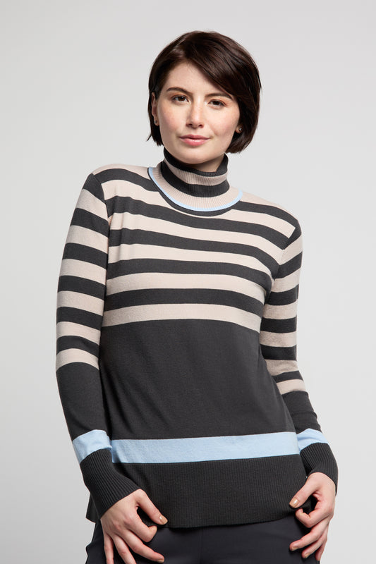 BYLYSE Stripe Turtleneck Sweater