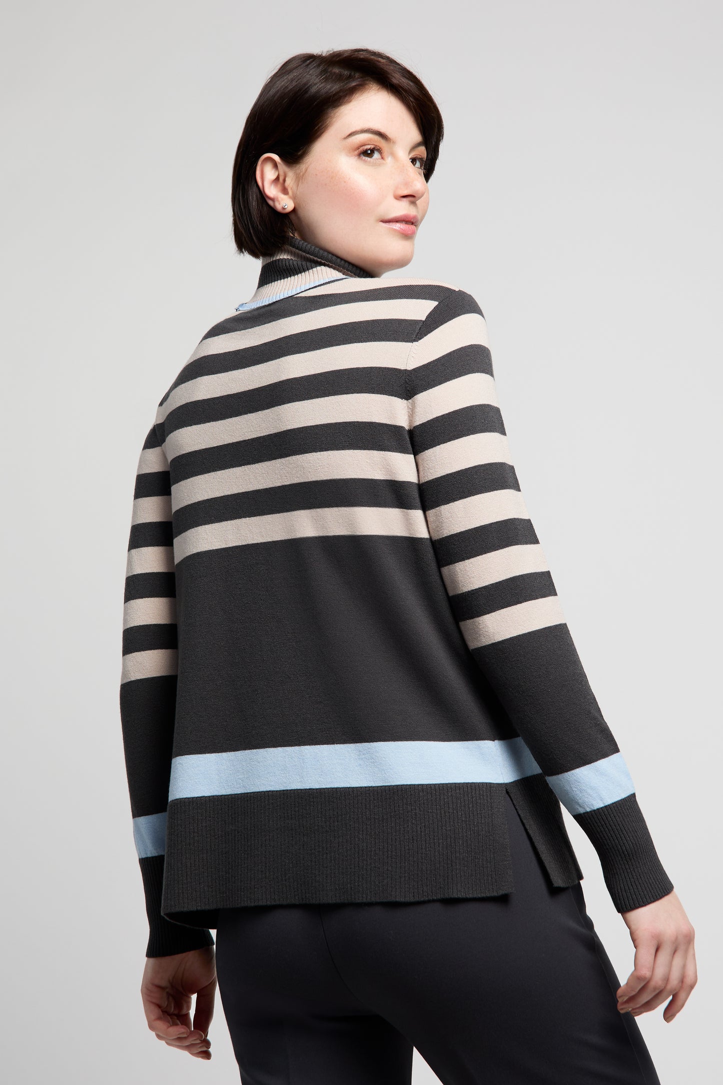 BYLYSE Stripe Turtleneck Sweater