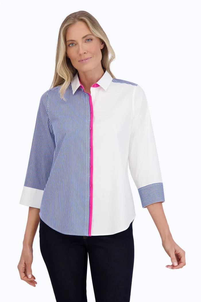 Foxcroft Charlie Stretch Non-Iron Colourblock Stripe Shirt