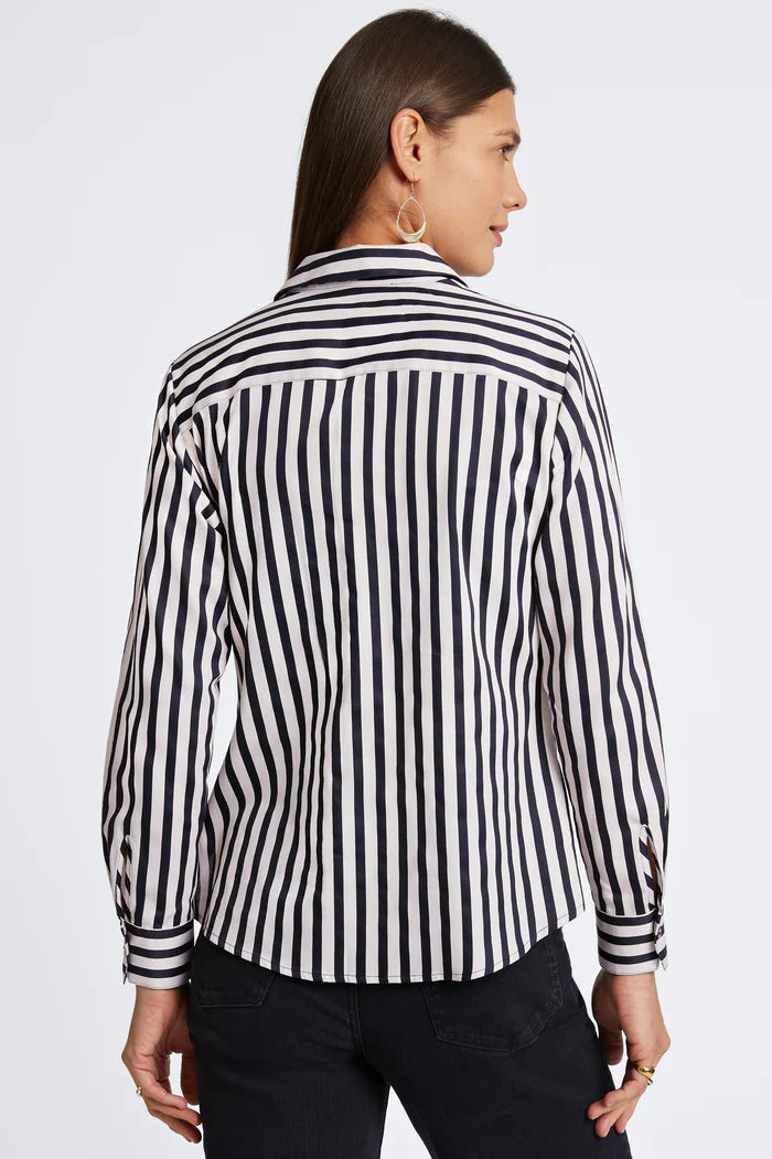 Foxcroft Mary Cotton Sateen Stripe Shirt