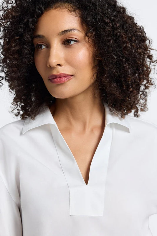 Foxcroft Lainey Pinpoint Button Sleeve Shirt