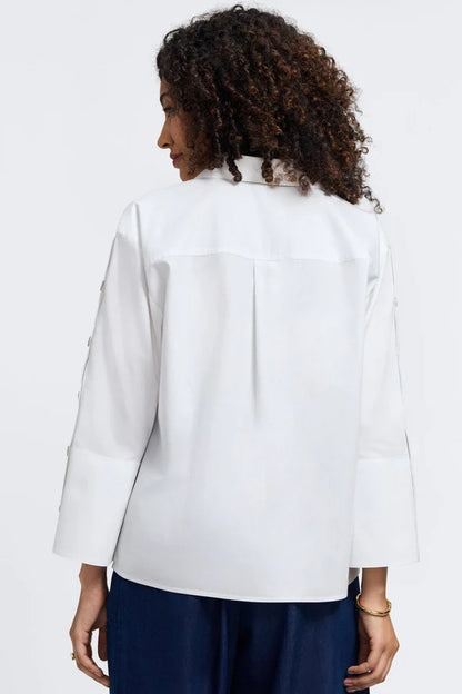 Foxcroft Lainey Pinpoint Button Sleeve Shirt