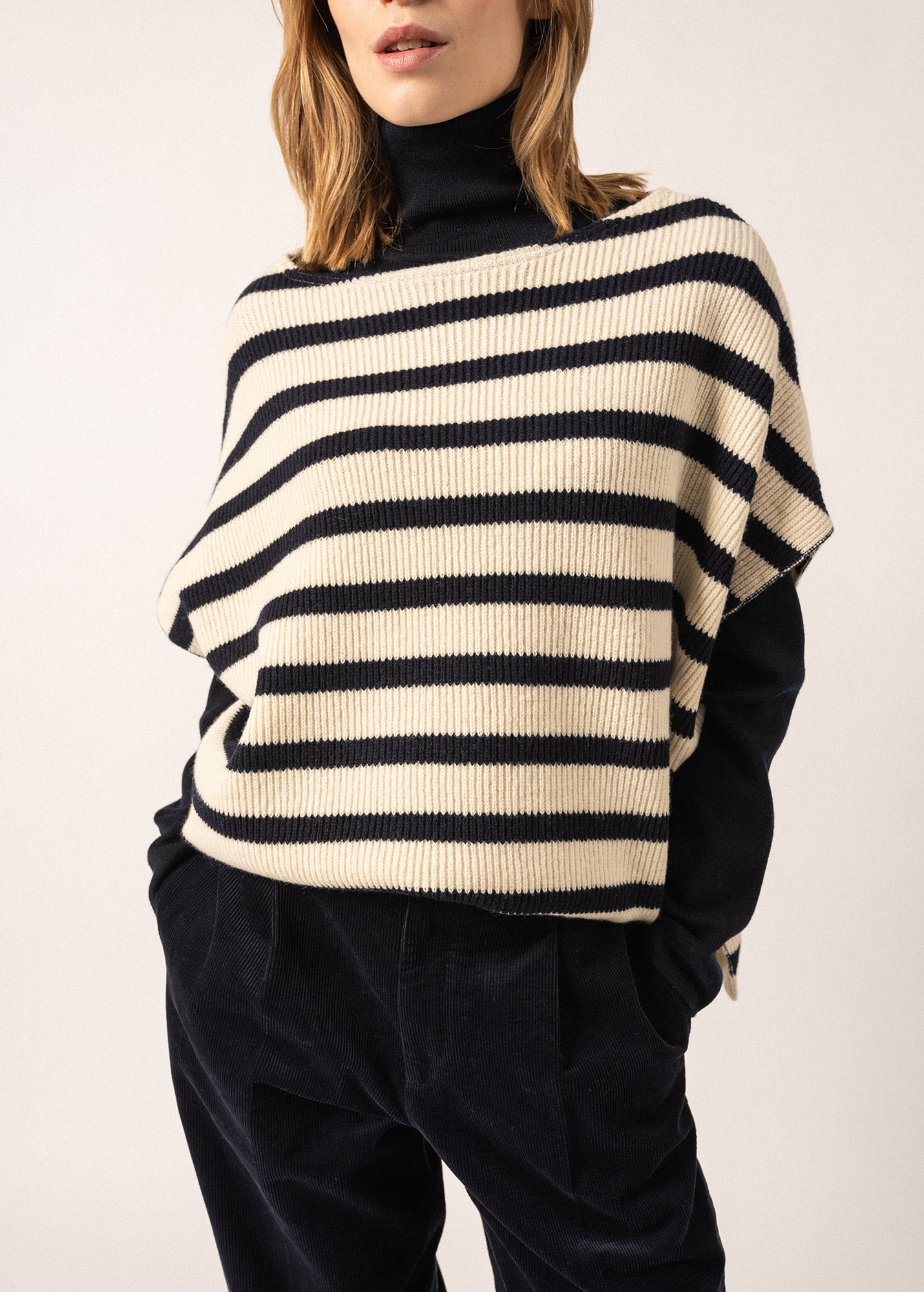 Saint James Pull Poncho Stripe Sweater Vest