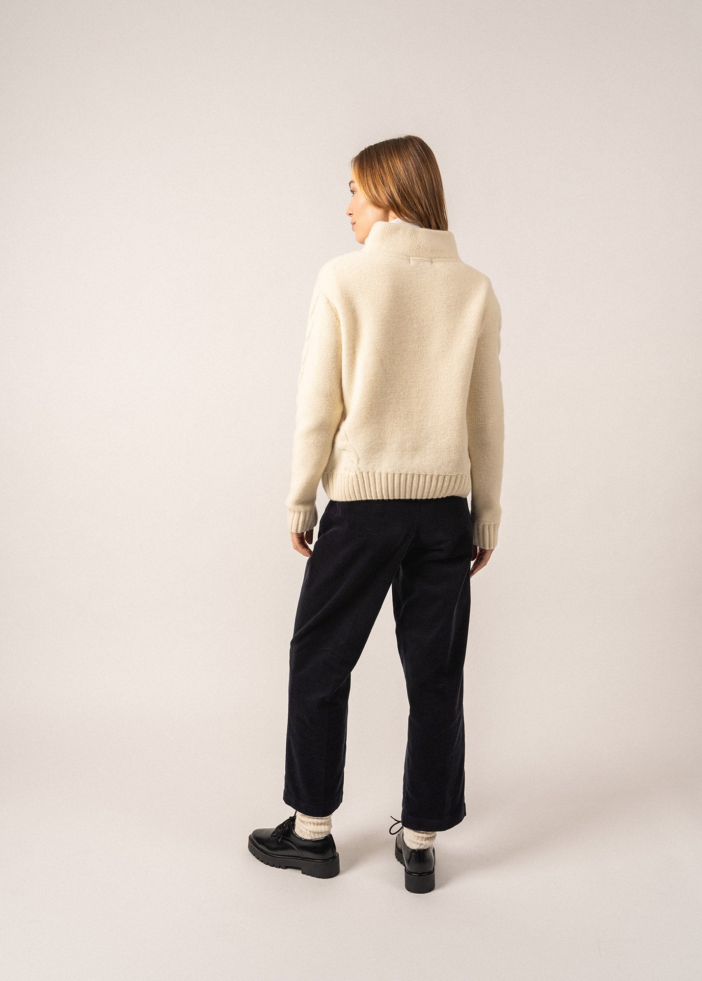 Saint James Half Zip Cable Knit Sweater