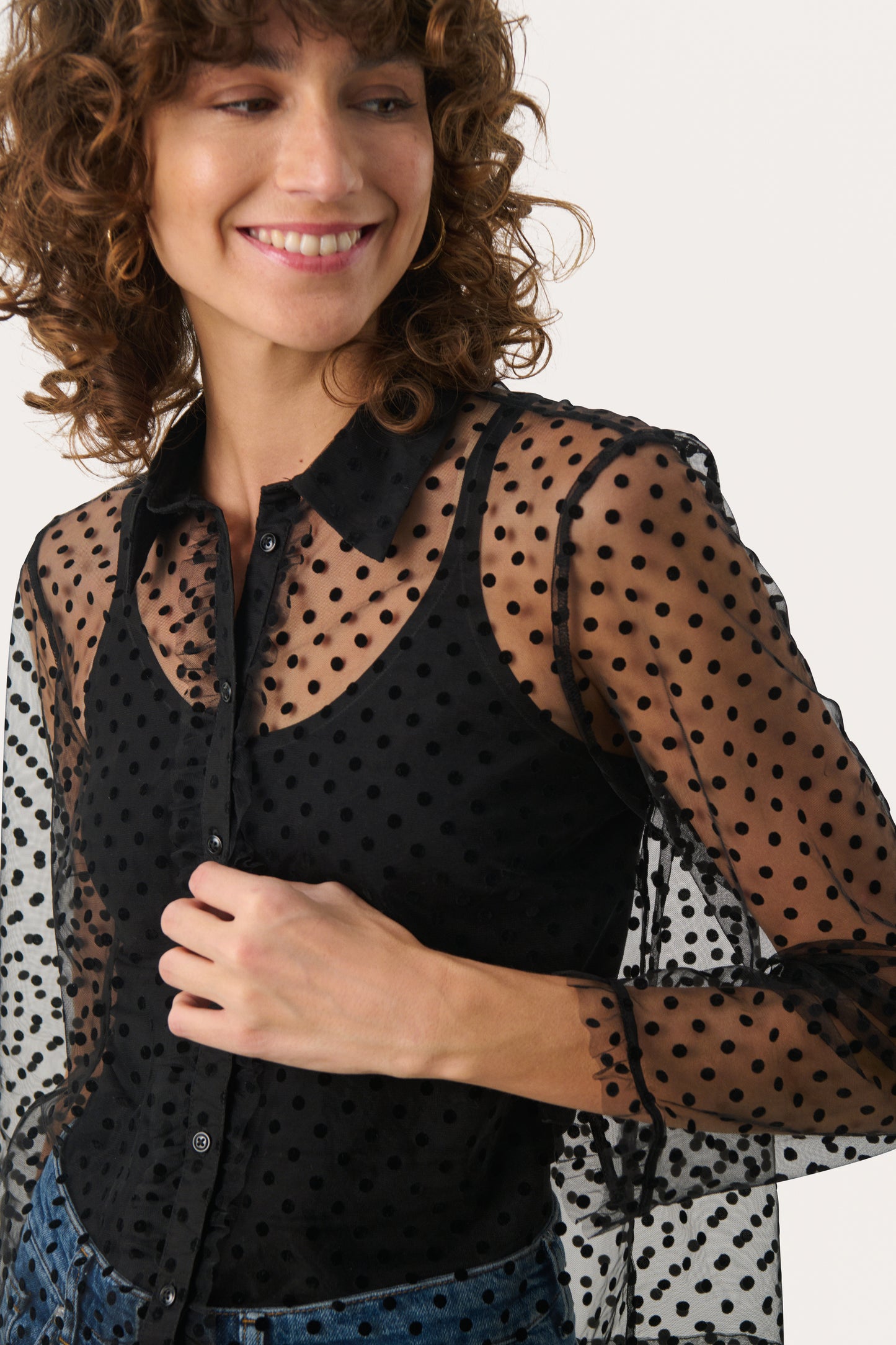 Part Two Marikke Mesh Dot Blouse