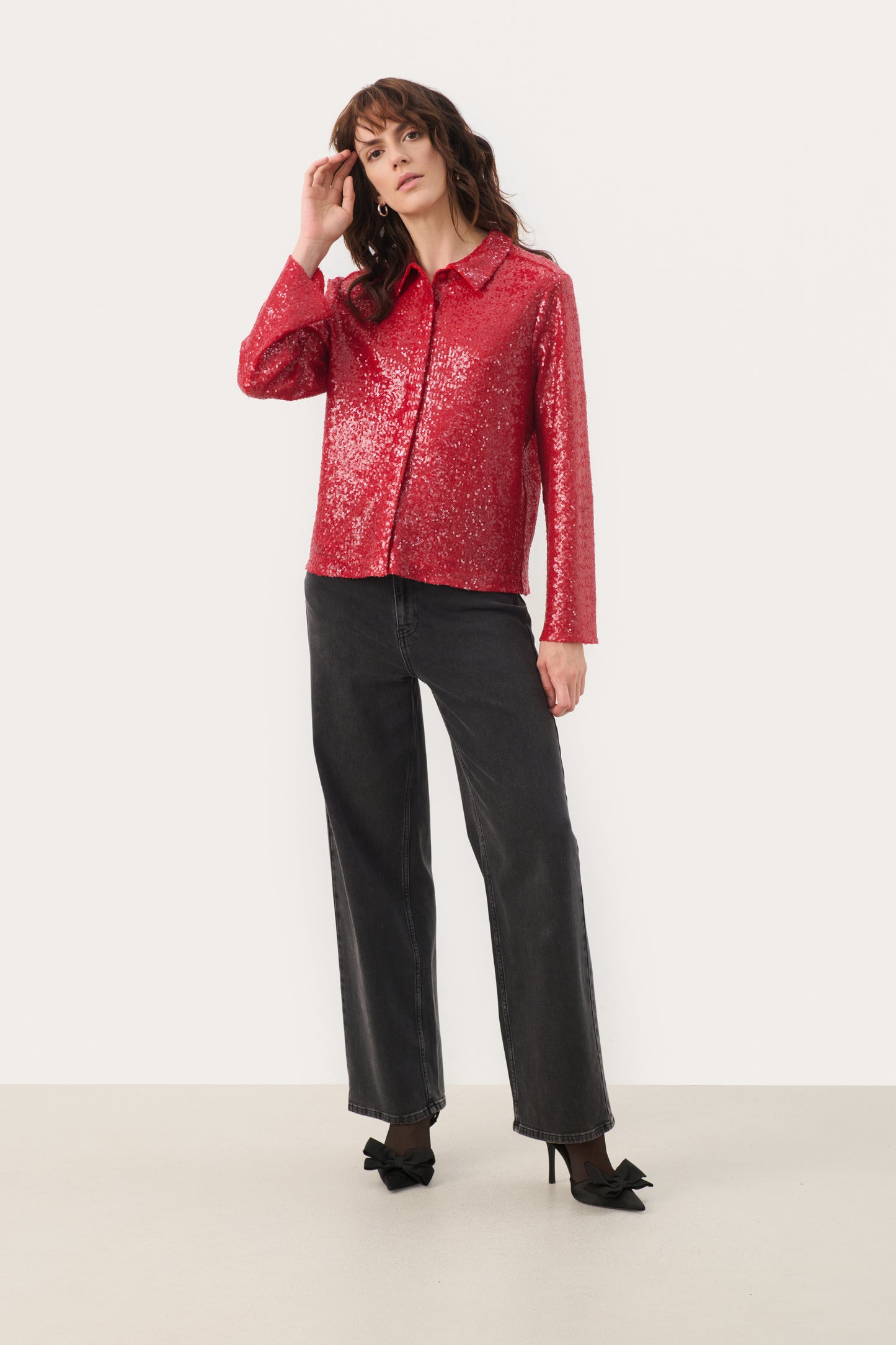 Part Two Mabelle Sparkle Collared Shirt