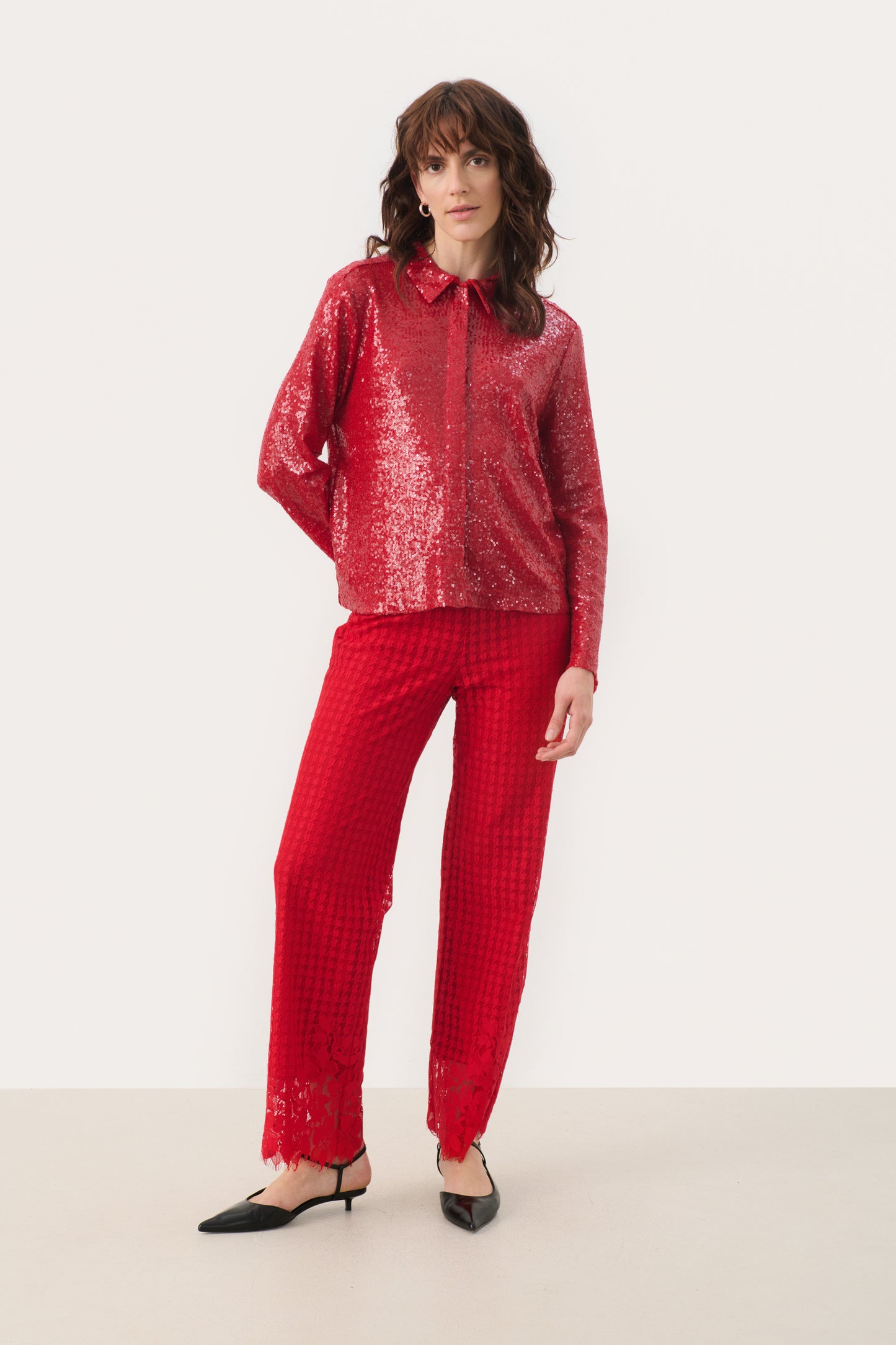 Part Two Mabelle Sparkle Collared Shirt