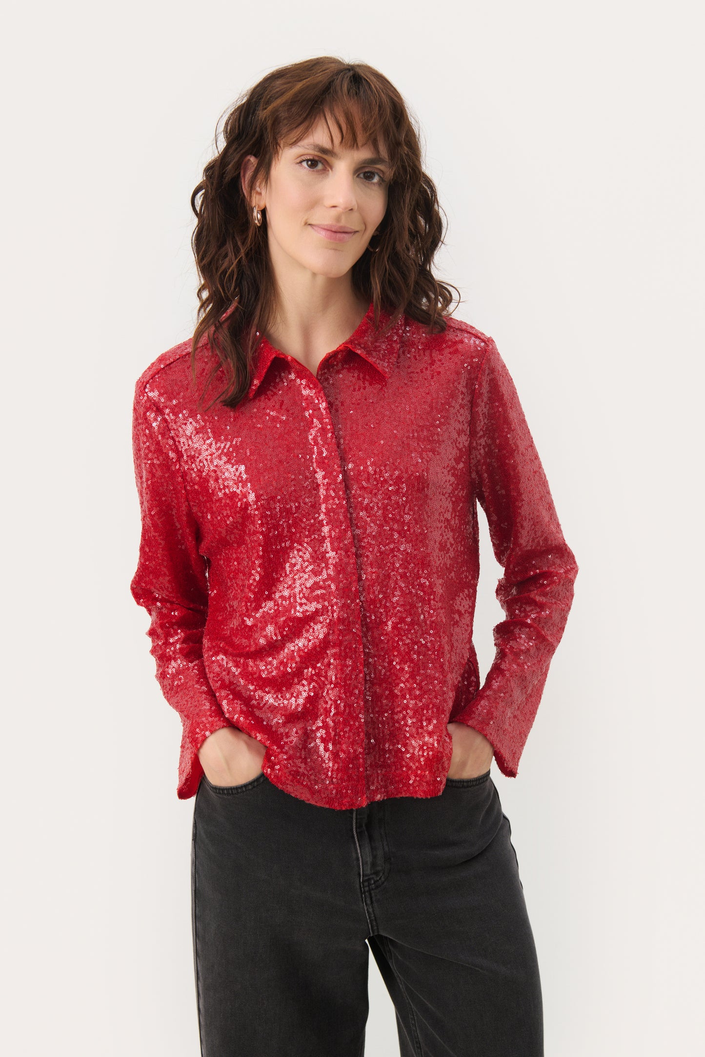 Part Two Mabelle Sparkle Collared Shirt