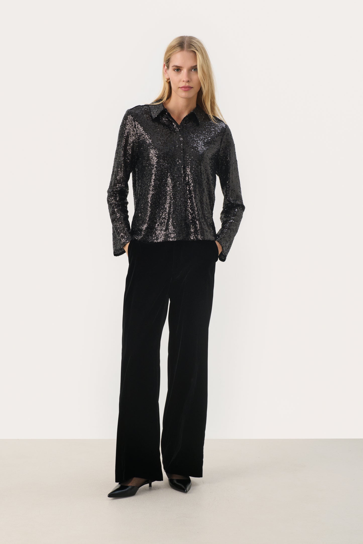 Part Two Mabelle Sparkle Collared Shirt