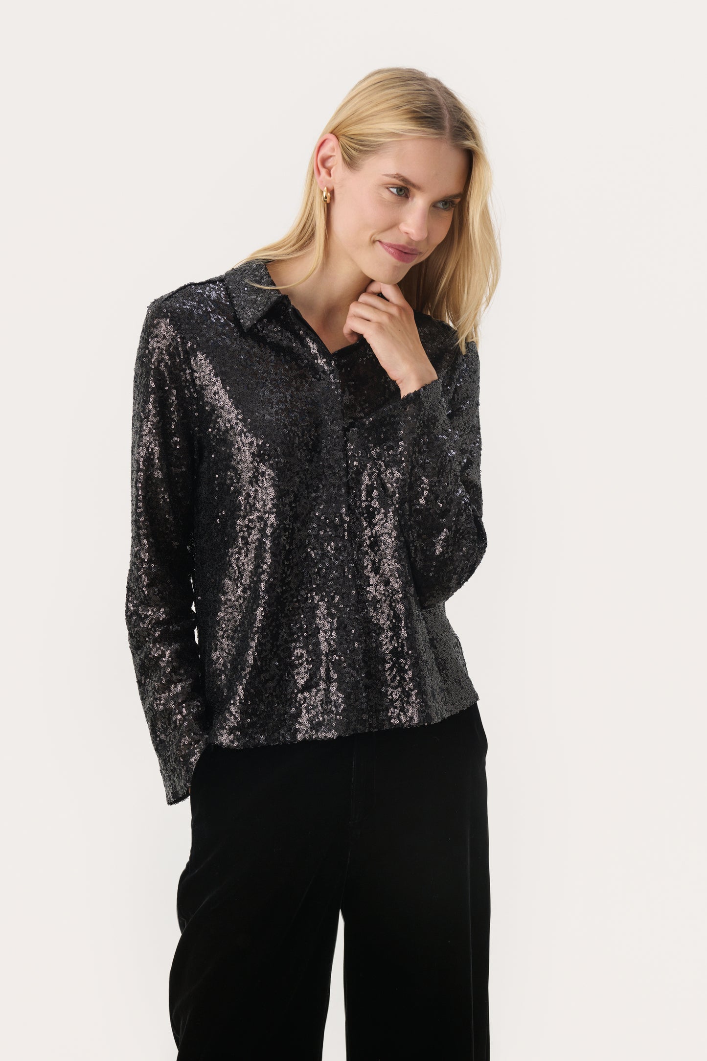 Part Two Mabelle Sparkle Collared Shirt