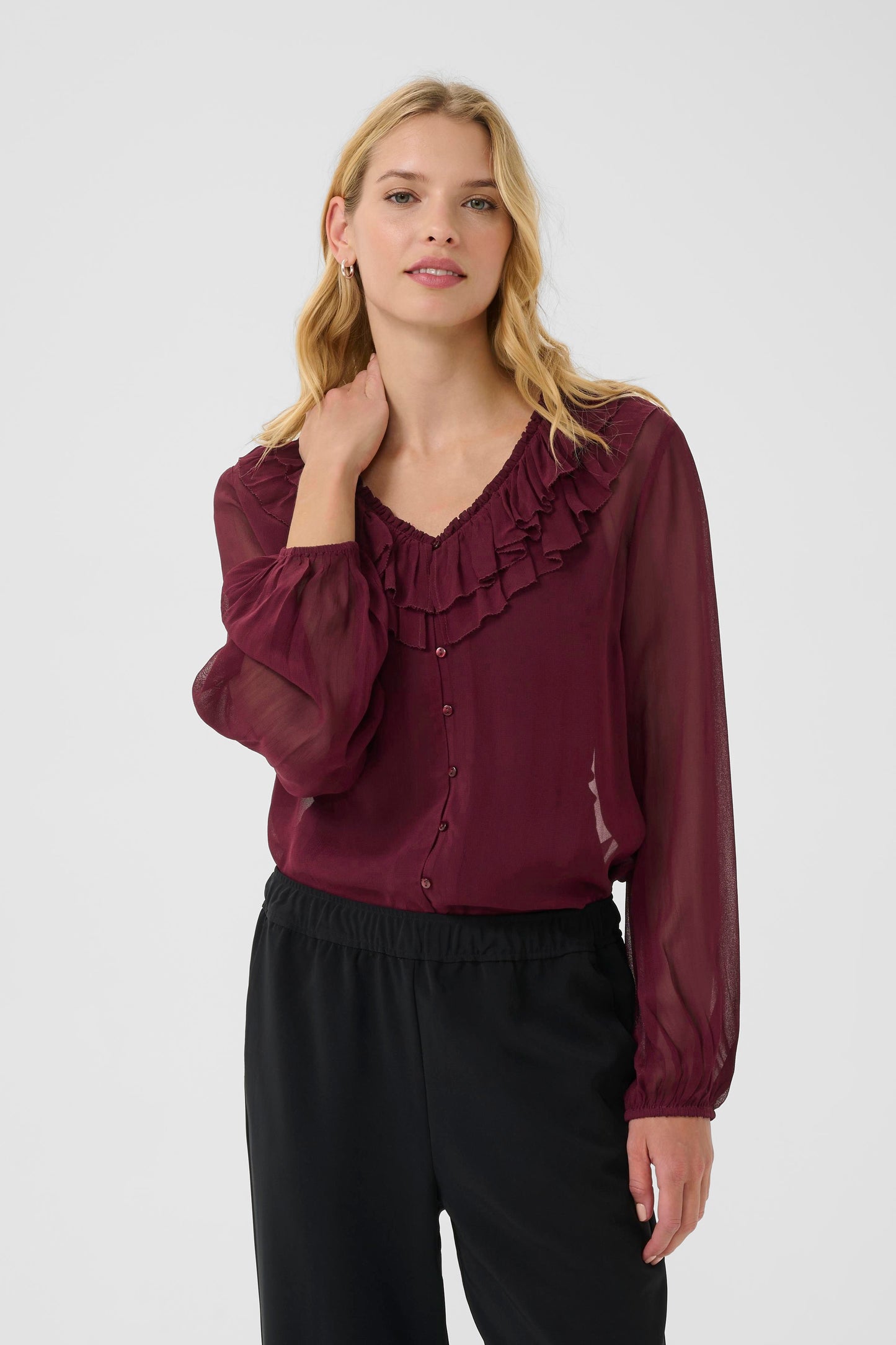 Part Two Sanza Ruffle Blouse