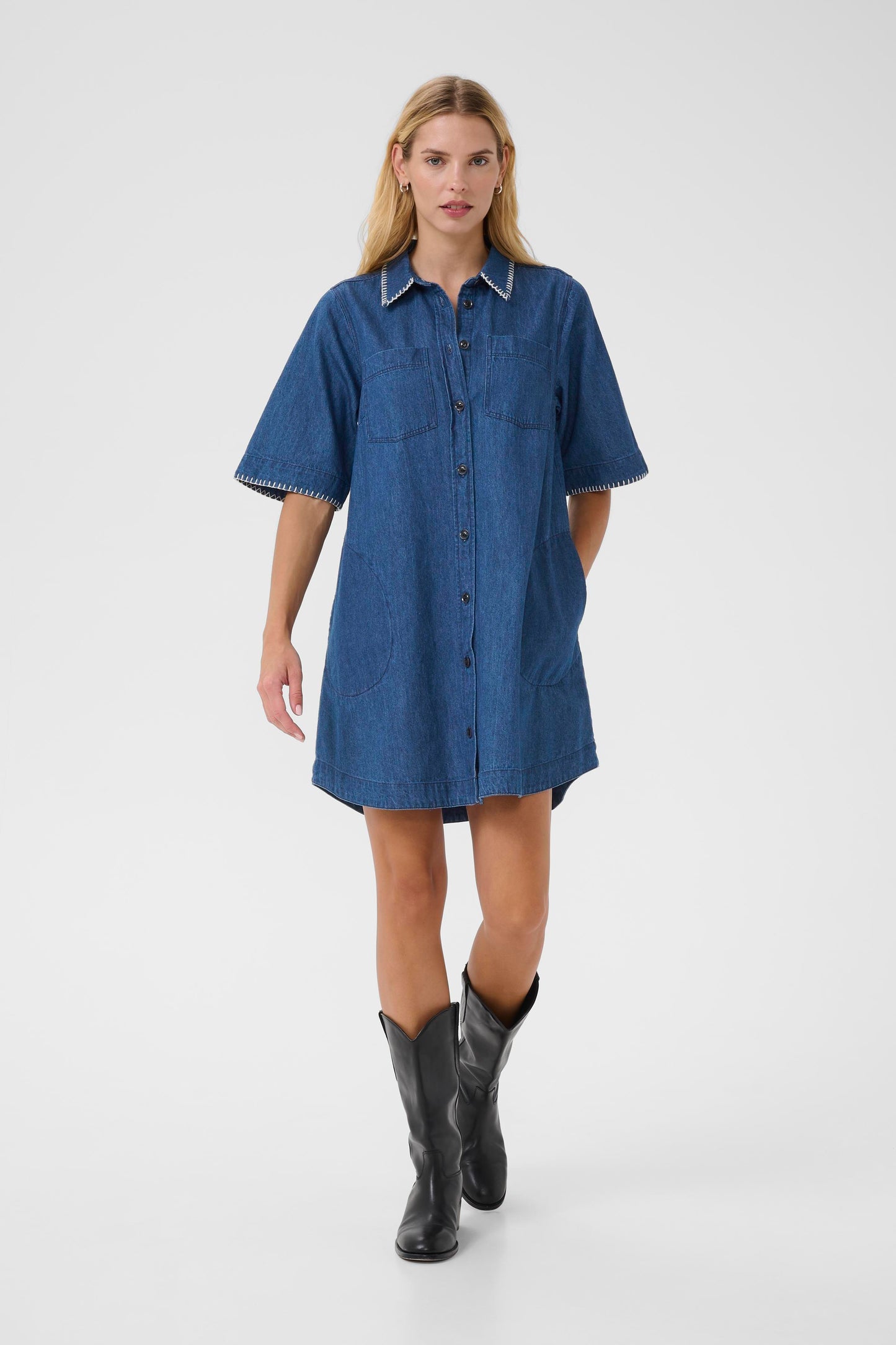 Part Two Sardia Collared Denim Dress