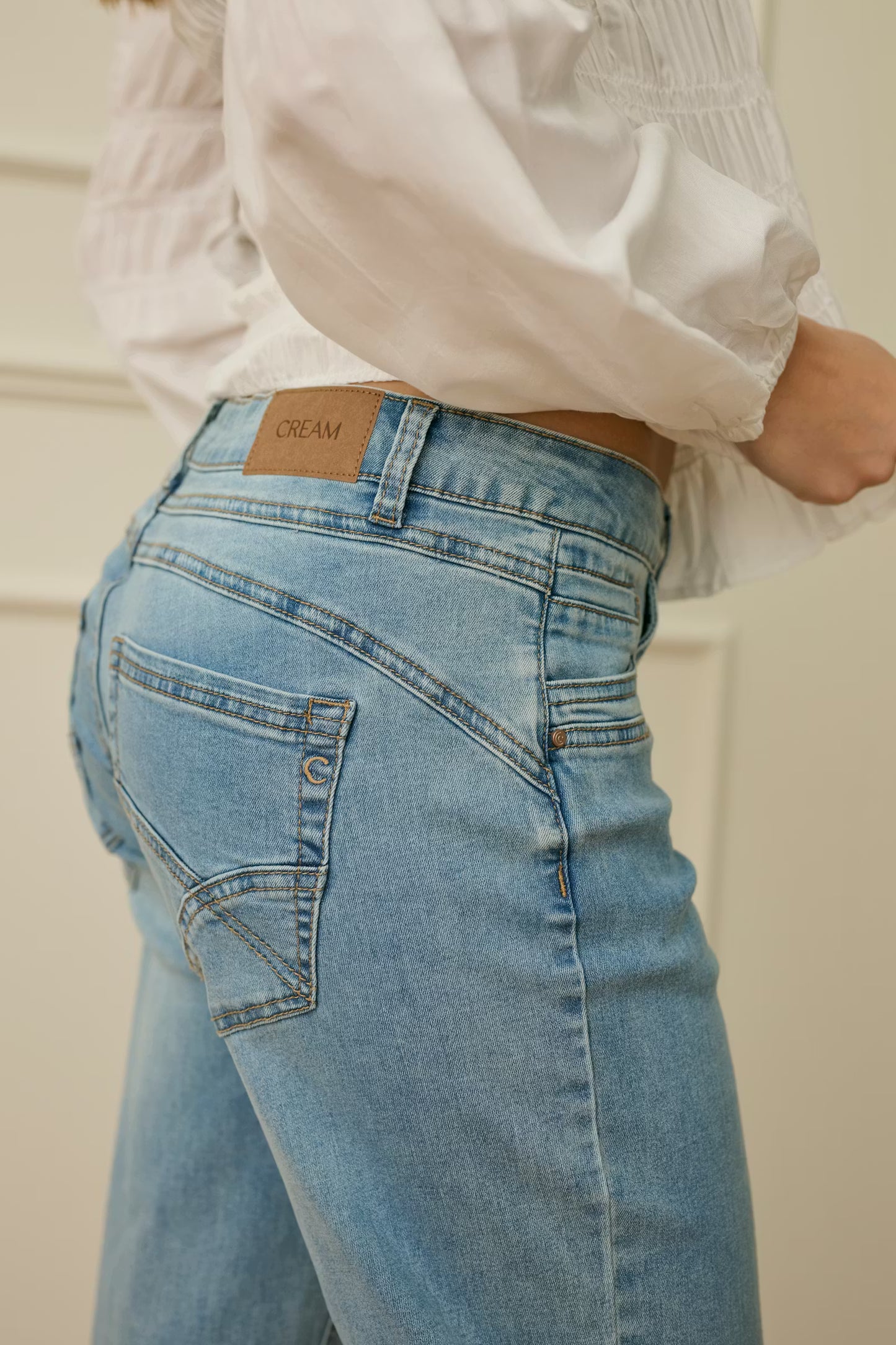 Cream Lone Straight Leg Jean