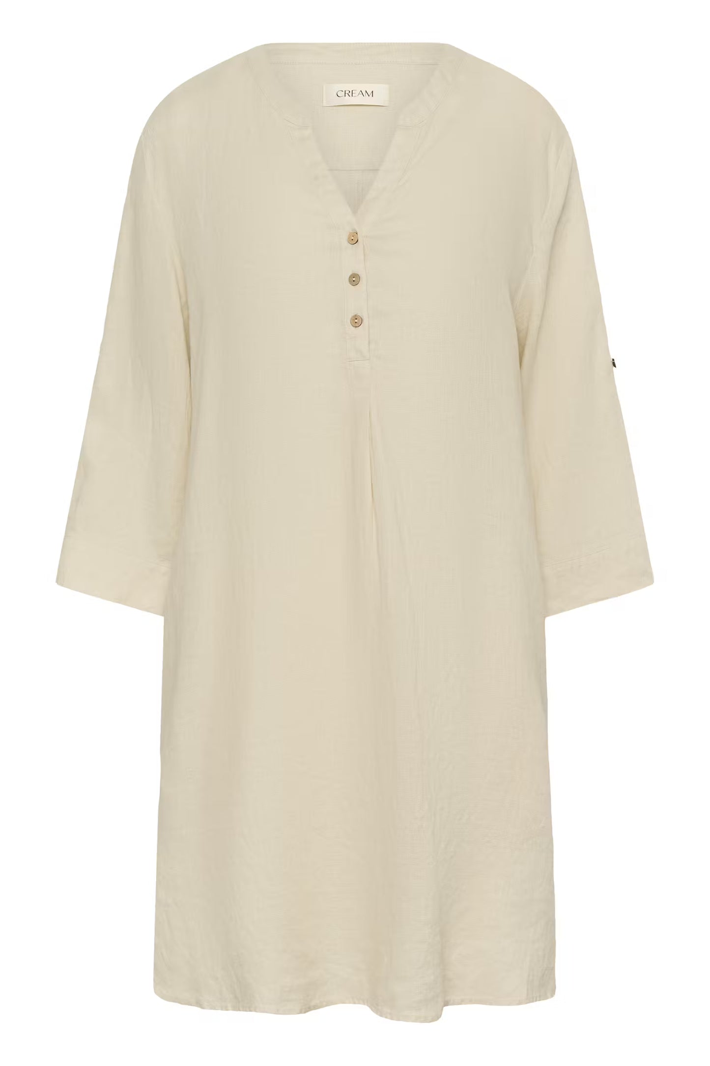 Cream Bellis Caftan Short Dress
