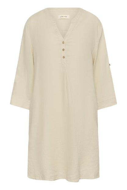 Cream Bellis Caftan Short Dress